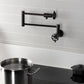 Kingston Brass KS4103RX Belknap Wall Mount Pot Filler Faucet, Antique Brass with foldable swing arms and pot.