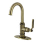 Kingston Brass KSD8503KL Whitaker Single-Handle Bar Faucet, Antique Brass with high spout and sleek design