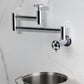 Kingston Brass KS8103RKZ Wendell Wall Mount Pot Filler Faucet with Knurled Handle, Antique Brass