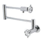 Kingston Brass KS4103RKZ Wendell Wall Mount Pot Filler Faucet with Knurled Handle, Antique Brass image showing polished chrome finish.