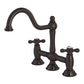 Kingston KS3788AX Restoration Bridge Kitchen Faucet, Brushed Nickel with oil rubbed bronze finish.