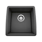 BLANCO Performa SILGRANIT 17" Undermount Bar Sink in sleek black finish with stainless steel drain.