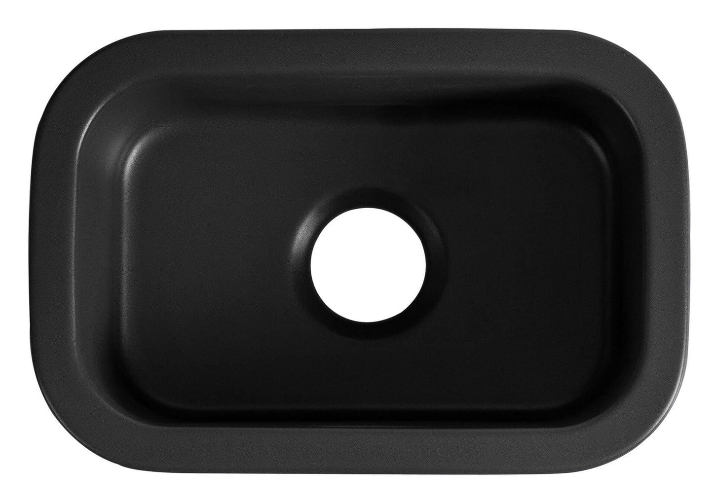 Alfi 13" x 19" Dual Mount Fireclay Prep Sink - ABF1319UD in black, top view showing one drain hole.