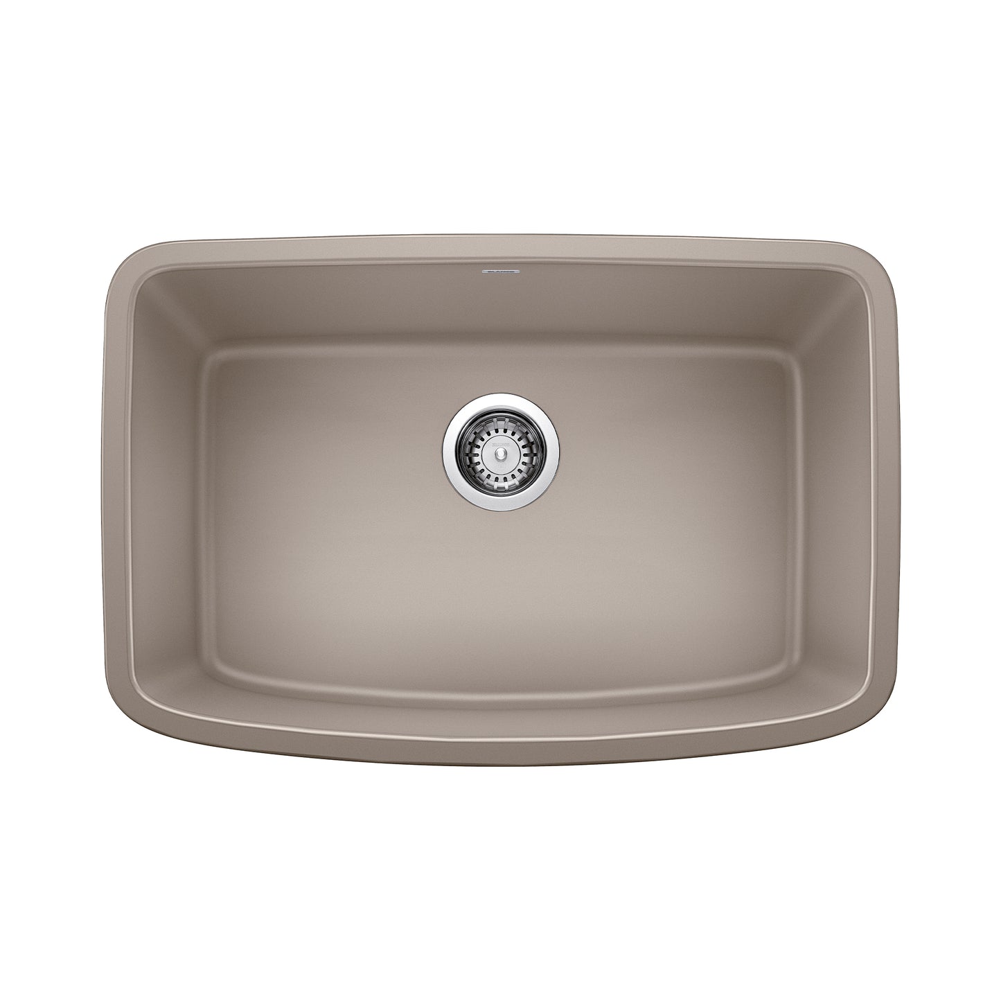 BLANCO Valea SILGRANIT 27" Single Bowl Undermount Kitchen Sink in a neutral color featuring a gentle curved design.