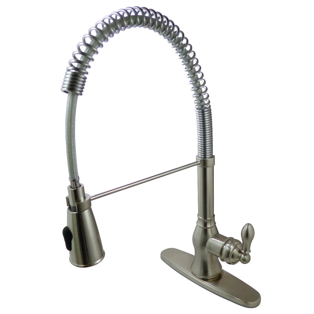 Gourmetier GSY8894ACL American Classic Single-Handle Deck-Mount Pre-Rinse Kitchen Faucet, Black Stainless, brushed nickel finish