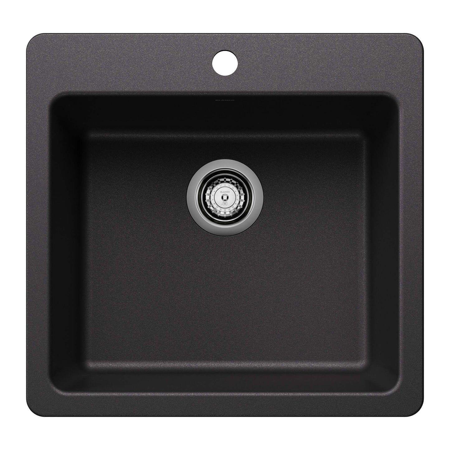 BLANCO Liven SILGRANIT 21" Single Bowl Dual Mount Kitchen Sink in black, perfect for small kitchens.