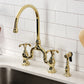 Kingston KS7793TXBS French Country Bridge Kitchen Faucet with Brass Sprayer, Antique Brass