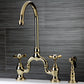 Kingston KS7798BEXBS Essex Bridge Kitchen Faucet with Brass Sprayer, Brushed Nickel in polished gold finish