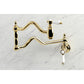 Kingston Brass KS2107BPL Bel-Air Wall Mount Pot Filler Faucet, Brushed Brass with white porcelain levers