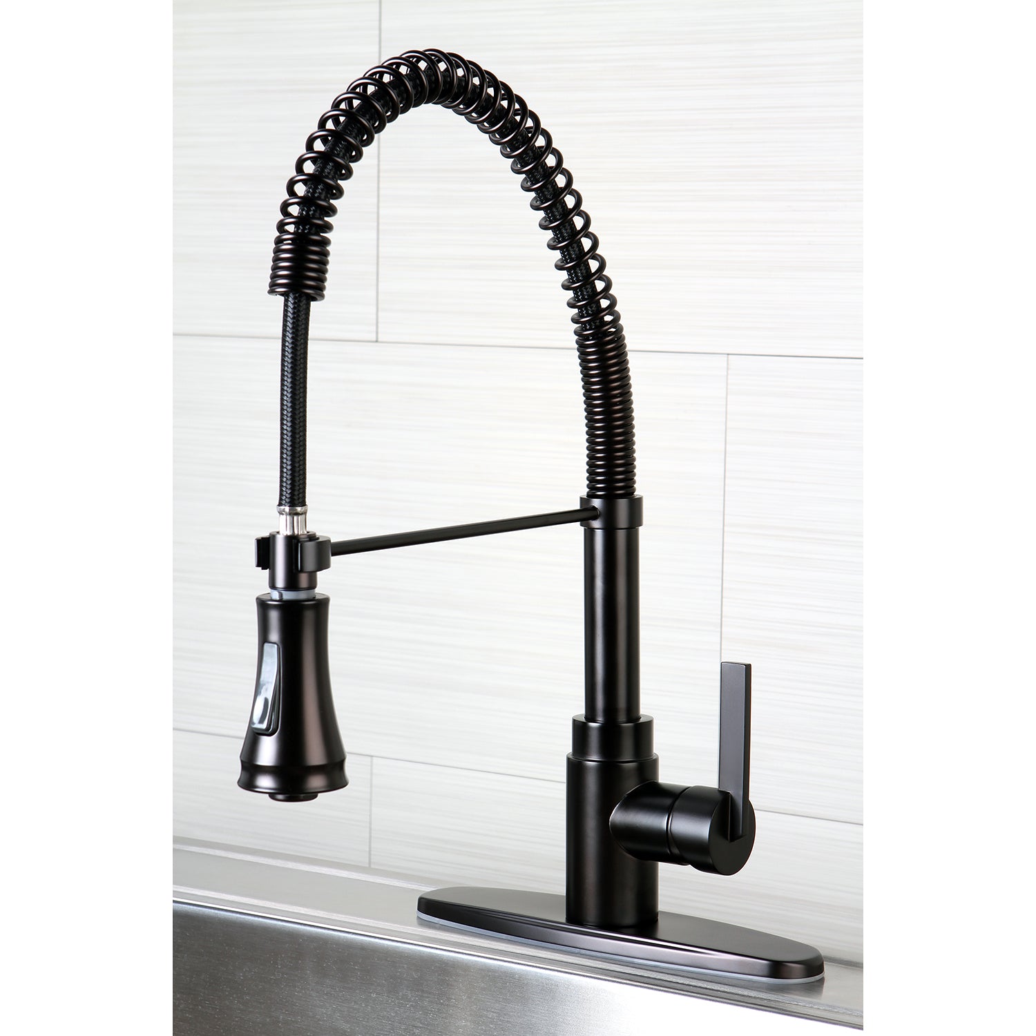 Gourmetier GSY8878CTL Continental Single-Handle Deck-Mount Pre-Rinse Kitchen Faucet, Brushed Nickel