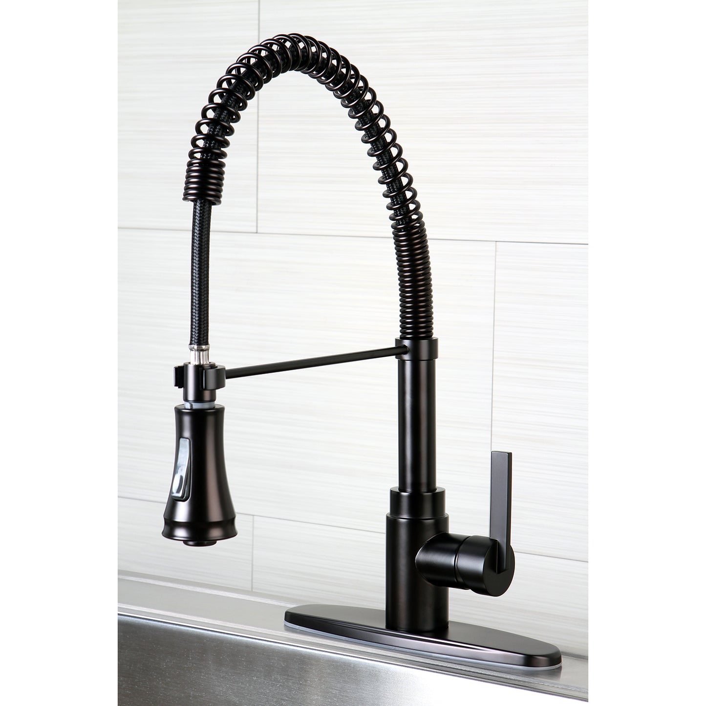 Gourmetier GSY8878CTL Continental Single-Handle Deck-Mount Pre-Rinse Kitchen Faucet, Brushed Nickel