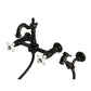 Kingston KS2443PXBS Heritage Two-Handle Wall Mount Bridge Kitchen Faucet with Brass Sprayer, Antique Brass in oil rubbed bronze finish
