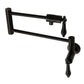 Kingston Brass KS4107PKL Duchess Wall Mount Pot Filler Faucet, Brushed Brass with black porcelain handles and swing arms