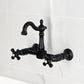 Kingston KS2443PKX Duchess Two-Handle Wall Mount Bridge Kitchen Faucet, Antique Brass in stylish black finish