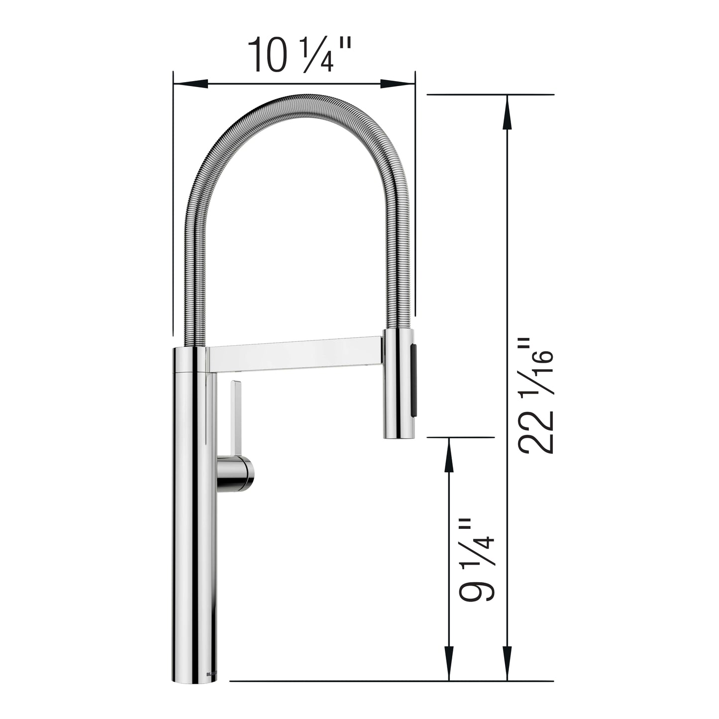 BLANCO Culina II Semi-Pro Pull-Down Dual-Spray Kitchen Faucet dimensions diagram with measurements