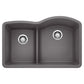 BLANCO Diamond SILGRANIT 32" 40/60 Reverse Double Bowl Undermount Kitchen Sink with Low Divide