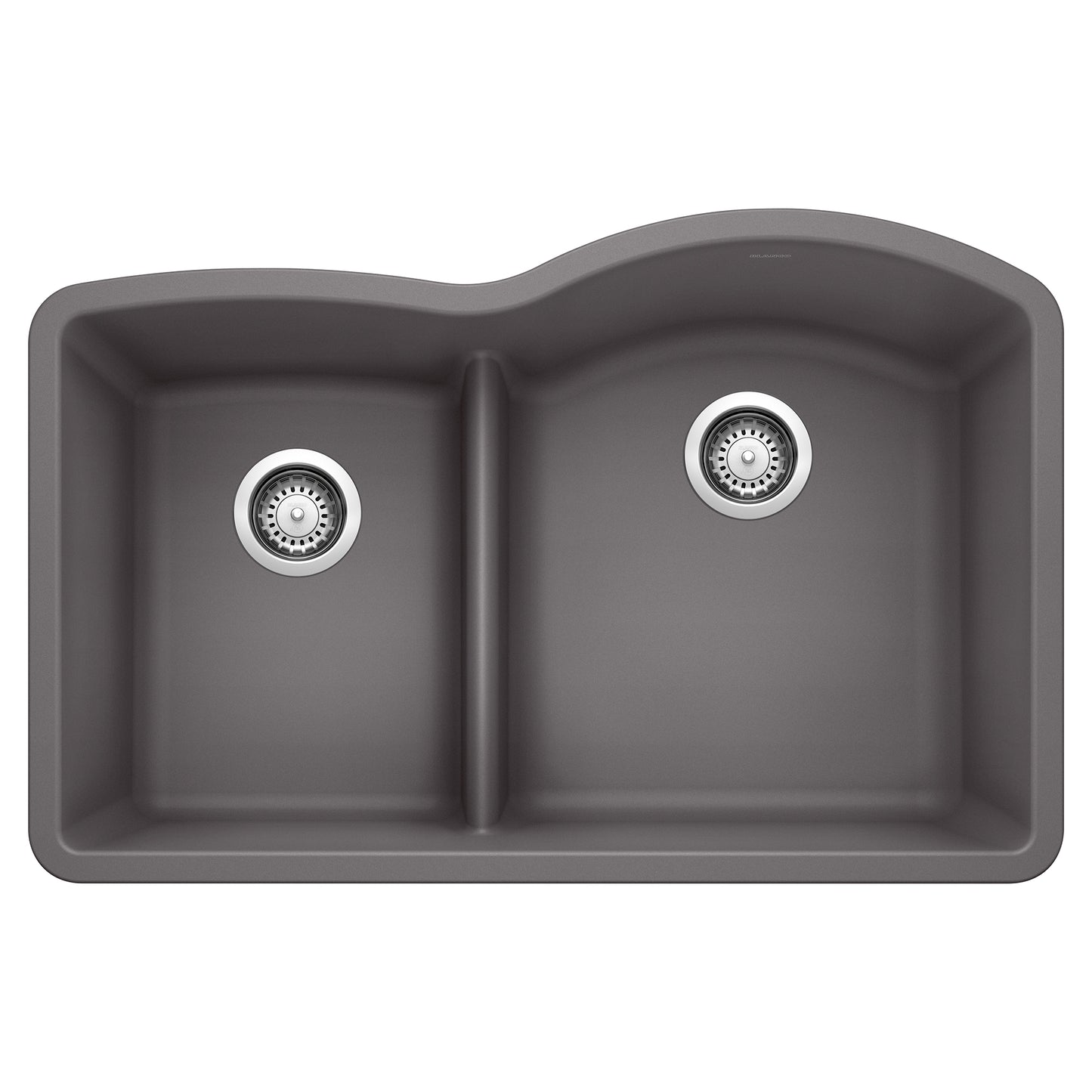 BLANCO Diamond SILGRANIT 32" 40/60 Reverse Double Bowl Undermount Kitchen Sink with Low Divide top view.