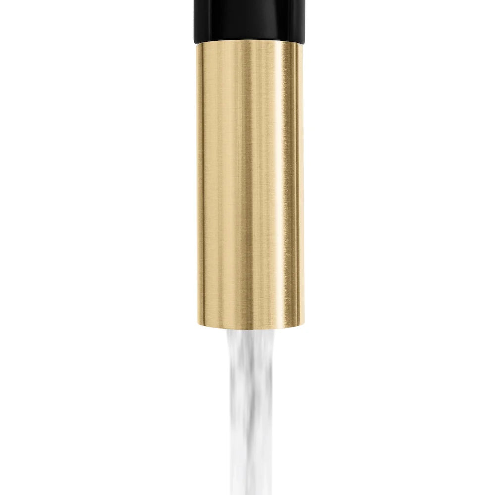 ZLINE Sierra Kitchen Faucet water flow with a stylish brass and black finish.