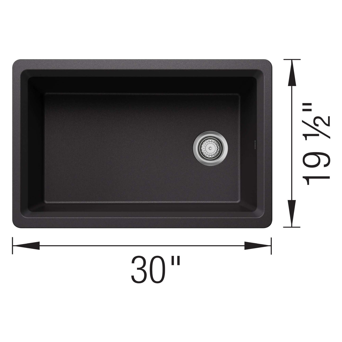 BLANCO Inteos SILGRANIT 30" Single Bowl Reversible Undermount Workstation Kitchen Sink showing dimensions and design.