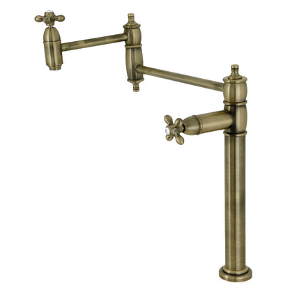 Kingston Brass KS3703AX Restoration Deck Mount Pot Filler Faucet, Antique Brass in traditional design.