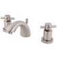 Kingston Brass KS2958DX Concord Mini-Widespread Bathroom Faucet right side view with bold cylindrical styling in brushed nickel.