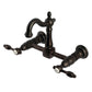 Kingston KS2443TAL Tudor Two-Handle Wall Mount Bridge Kitchen Faucet, Antique Brass in oil rubbed bronze finish