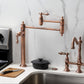 Kingston Brass KS3703AL Restoration Deck Mount Pot Filler Faucet, Antique Brass in kitchen setting.