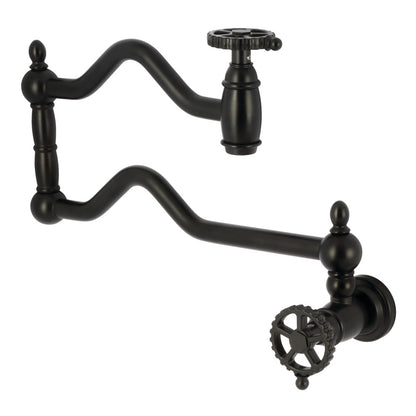 Kingston Brass KS2107CG Fuller Wall Mount Pot Filler Faucet, Brushed Brass in Matte Black finish