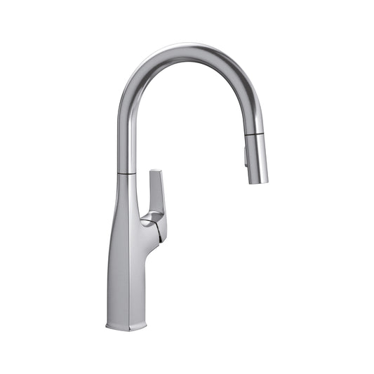 BLANCO Rivana High-Arc Pull-Down Dual-Spray Kitchen Faucet in sleek chrome finish
