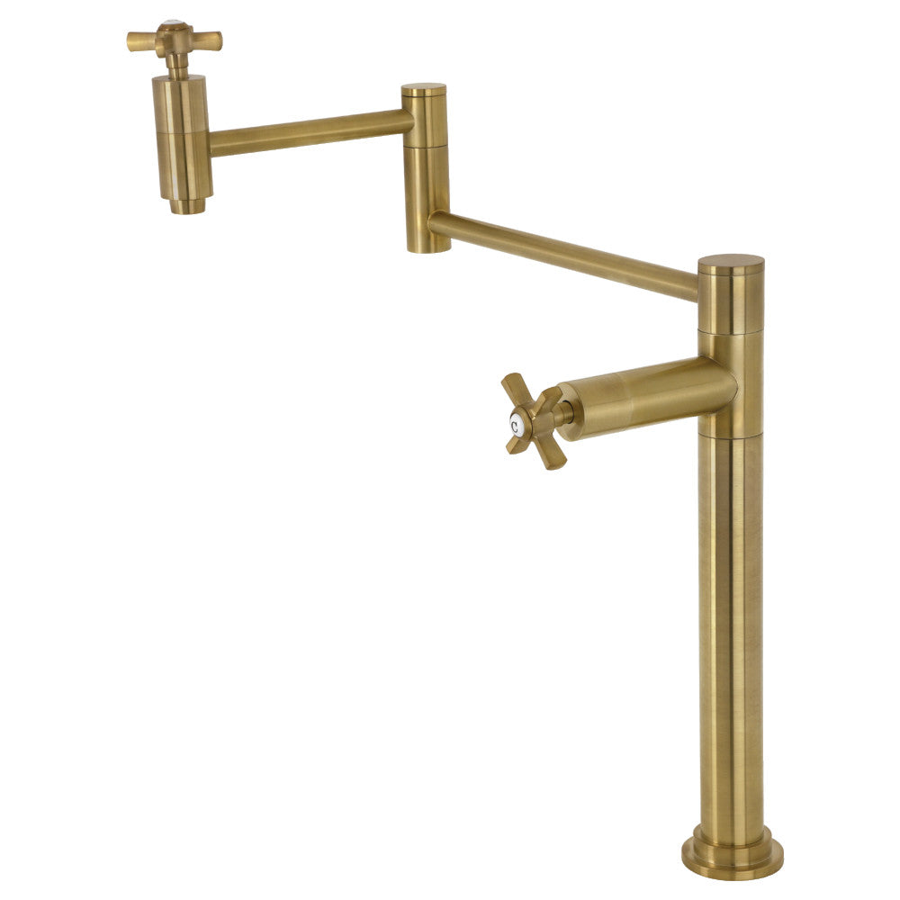 Kingston Brass KS8707ZX Millennium Deck Mount Pot Filler Faucet, Brushed Brass with swing arms and vintage design