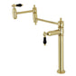 Kingston Brass KS3707PKL Duchess Deck Mount Pot Filler Faucet, Brushed Brass with black porcelain handles