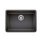 BLANCO Precis SILGRANIT 25" ADA Single Bowl Undermount Kitchen Sink top view showing its sleek design and drain.