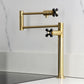 Kingston Brass KS4703PKX Duchess Deck Mount Pot Filler Faucet, Antique Brass with black porcelain handles