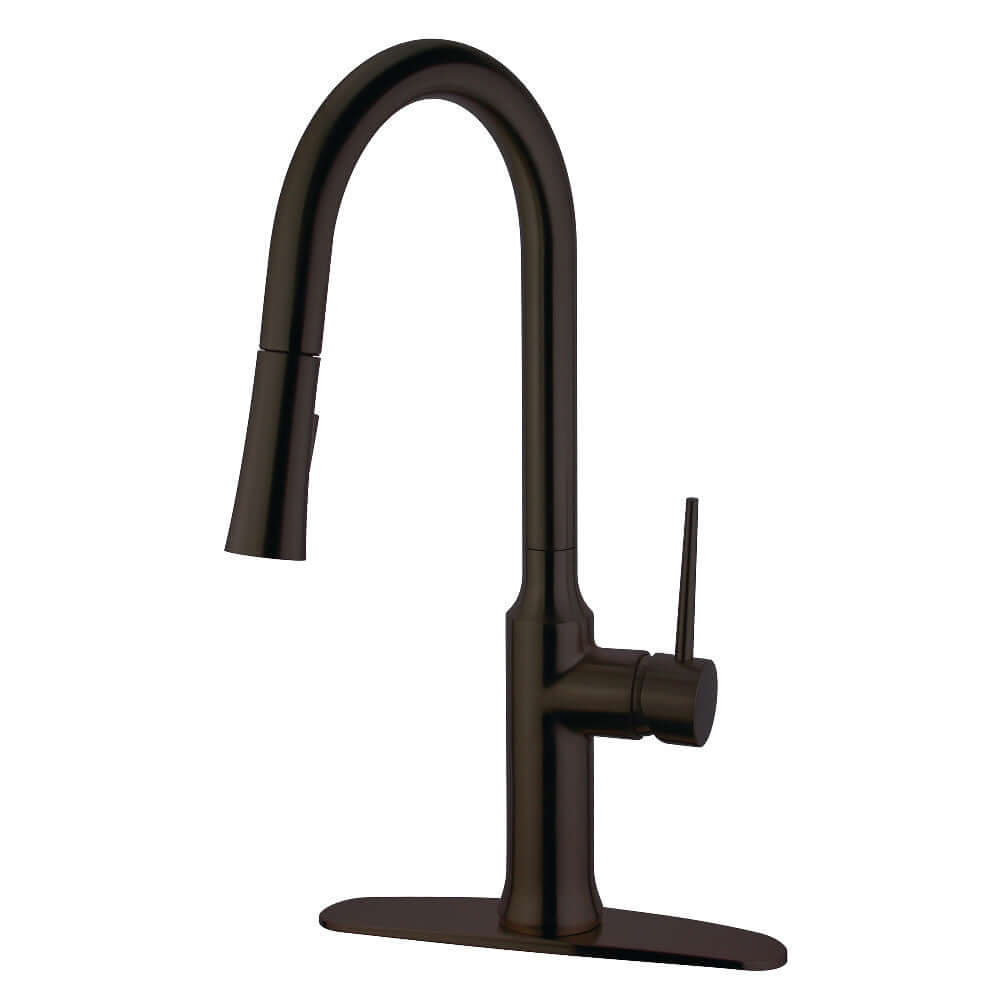 Gourmetier LS2723NYL New York Single-Handle Pull-Down Kitchen Faucet, Brushed Brass in Oil Rubbed Bronze finish.