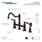 Kingston KS3277ALBS Restoration Bridge Kitchen Faucet with Brass Sprayer, Brushed Brass image showing gooseneck spout design and handles.