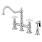 Kingston KS3277PXBS Restoration Bridge Kitchen Faucet with Brass Sprayer, Brushed Brass