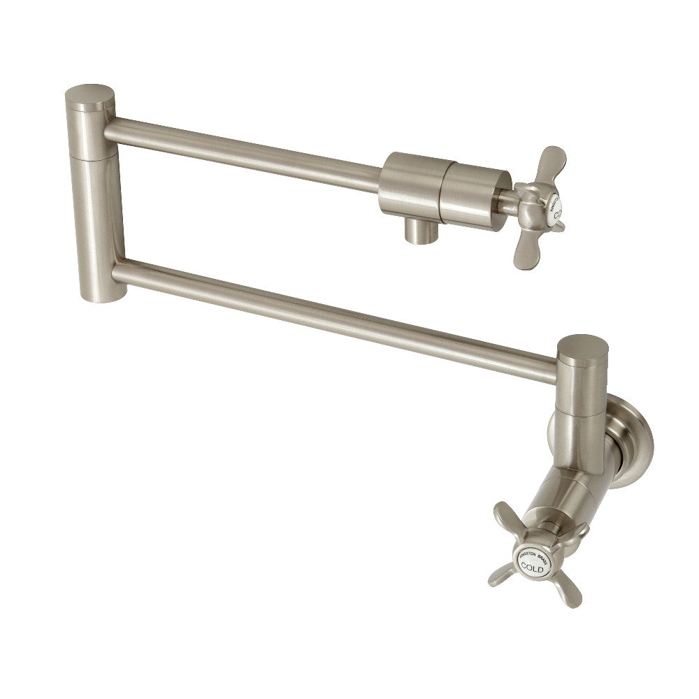 Kingston Brass KS4103BEX Essex Wall Mount Pot Filler Faucet, Antique Brass with brushed nickel finish.