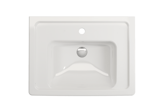 BOCCHI TAORMINA 26.25" Wall-Mounted Sink Basin Fireclay 1-Hole With Overflow top view