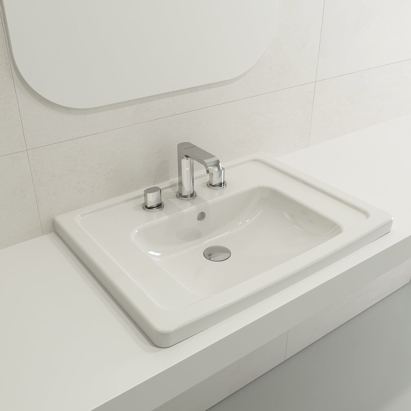 BOCCHI TAORMINA 26.25" Wall-Mounted Sink Basin Fireclay 3-Hole With Overflow