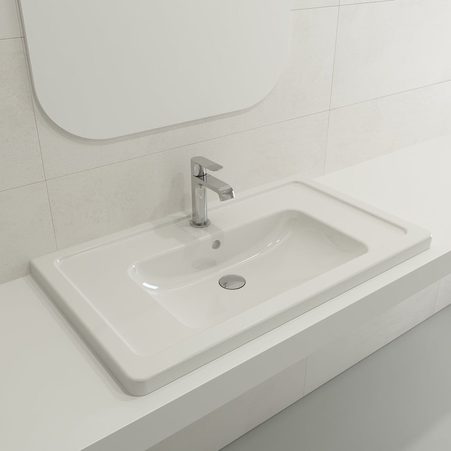 BOCCHI TAORMINA 33.75" Wall-Mounted Sink Basin Fireclay 1-Hole With Overflow