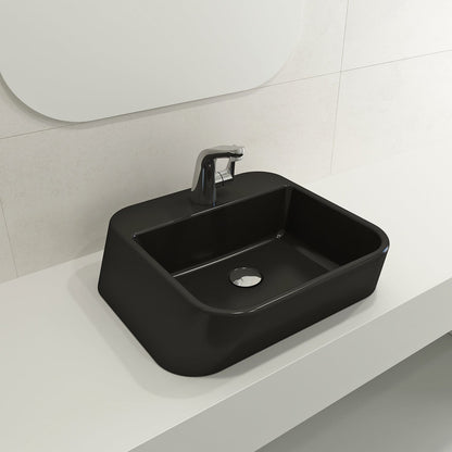 BOCCHI FIRENZE Vessel 19.75" Fireclay 1-Hole installed in a modern bathroom sink design.