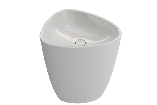 BOCCHI ETNA 33.75" Monoblock Pedestal Sink Fireclay With Matching Drain Cover in white, showcasing seamless design.
