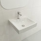 BOCCHI SCALA ARCH 19" Wall-Mounted Sink Fireclay 1-Hole mounted on bathroom wall with silver faucet.