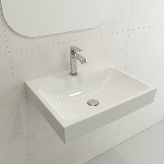 BOCCHI SCALA ARCH 23.75" Wall-Mounted Sink Fireclay 1-Hole in white, ultra-compact design with streamlined functionality