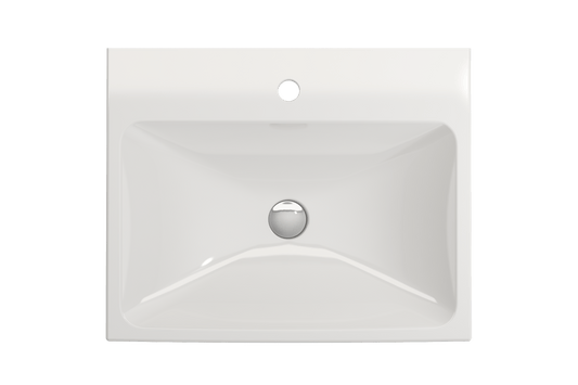 BOCCHI SCALA ARCH 23.75" Wall-Mounted Sink Fireclay 1-Hole in white, top view, ultra-compact design.