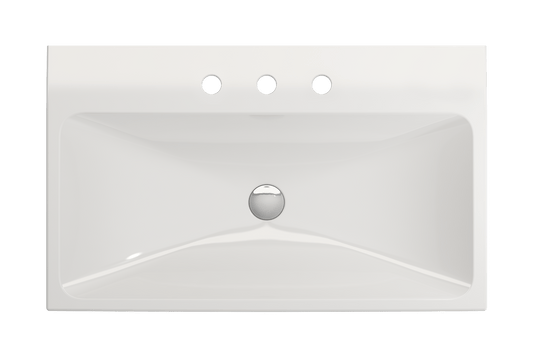 BOCCHI SCALA ARCH 32" Wall-Mounted Sink Fireclay 3-Hole in white top view