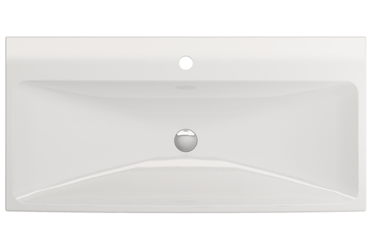 BOCCHI SCALA ARCH 39.75" Wall-Mounted Sink Fireclay 1-Hole white basin top view