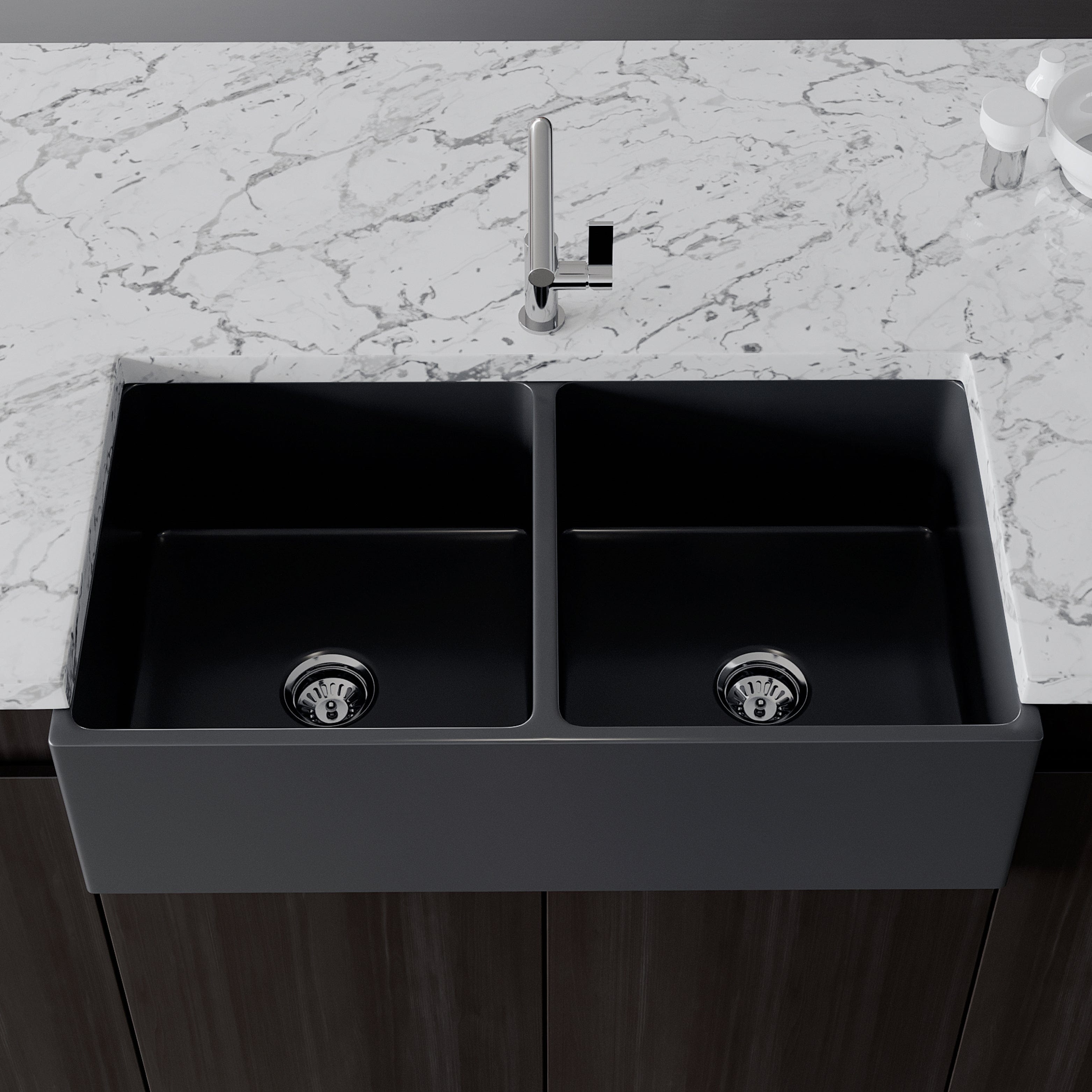 Crestwood 36" Modern Double Bowl Fireclay Sink