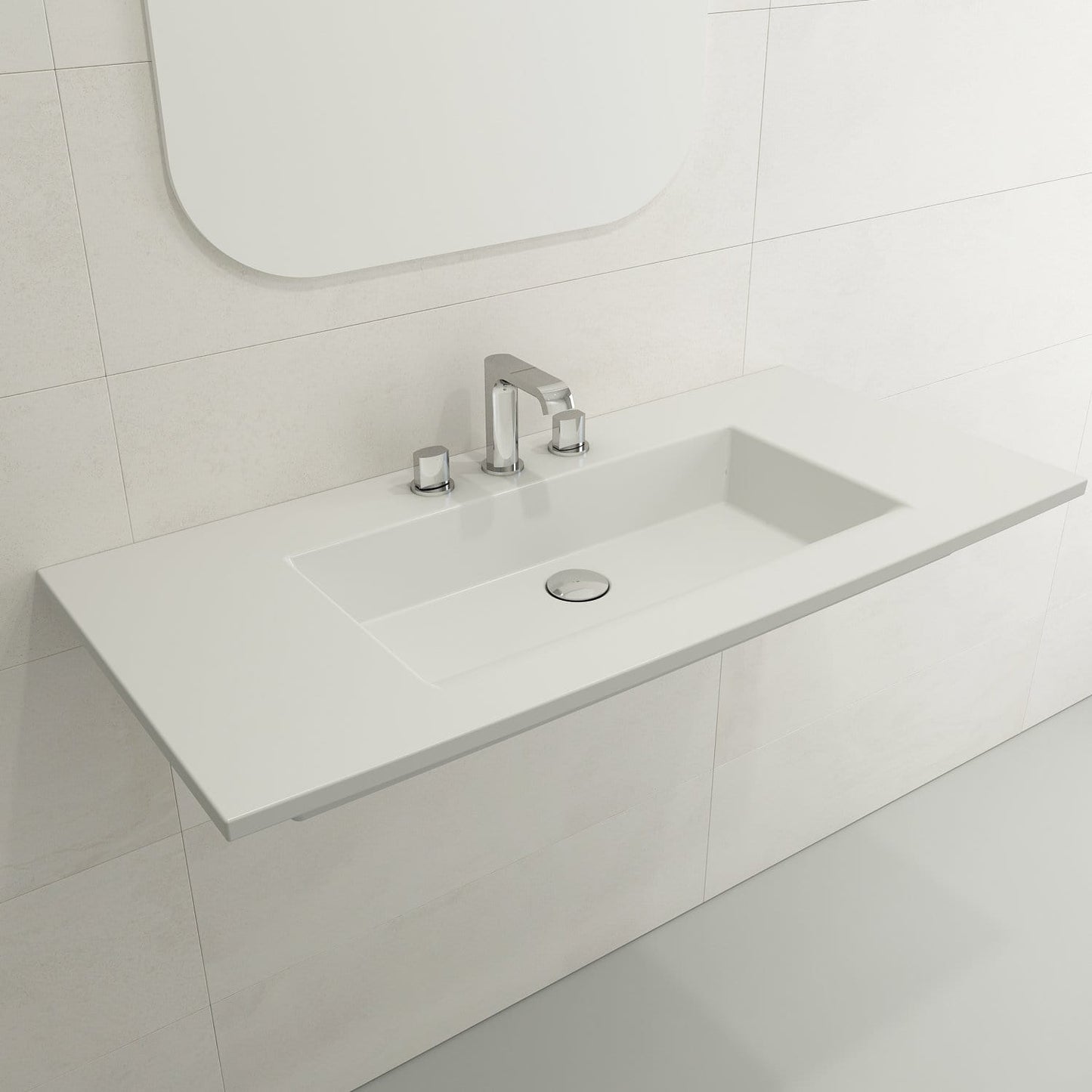 BOCCHI RAVENNA 40.5" Wall-Mounted Sink Fireclay 3-Hole With Overflow
