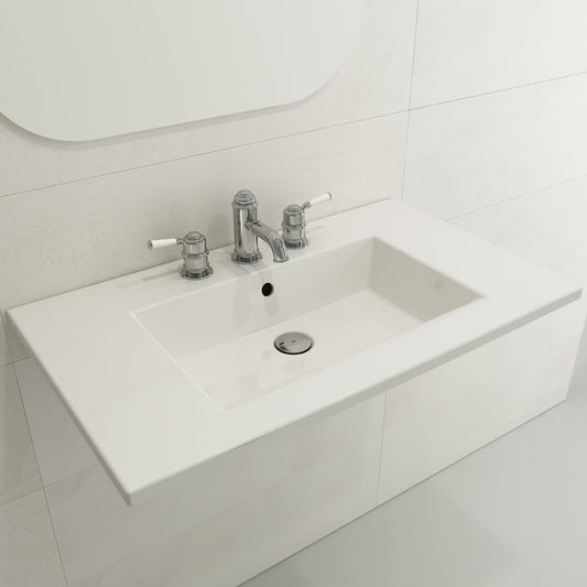 BOCCHI RAVENNA 32.25" Wall-Mounted Sink Fireclay 1-Hole With Overflow in contemporary bathroom design